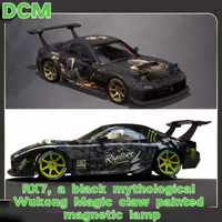 in-stock DCM 1:64RX7, a black mythological Wukong Magic claw painted magnetic lamp alloy die-cast car model, adult ornaments