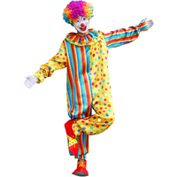 Adult Rainbow Clown Jumpsuit Featuring A Bright Colorful Pattern Funny Clown Costume Set for Height 165-185cm