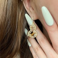 Classic inlaid pearl tiger eye stone earrings necklace inlay diamond charm style hollow out exquisite brown jewelry sets