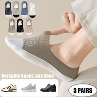 3Pairs Men Breathable Sweat-Absorbing Solid Color Boat Socks Easy Soft Ultra-Comfortable Mesh Invisible Women Sock Lightweight