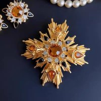 Pre-loved Vintage Western Antique Brooch Cross Vintage Star Crystal Corsage Coat Suit Pin Dress Accessories