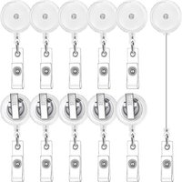 6pcs plastic badge scroll with retractable badge scroll back with rotating clip hook DIY ID card name tag clip work card clip