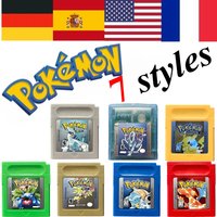 7 Styles Pokémon 16-Bit GBC Game Cartridge Red Blue Green Gold Silver Crystal French/Spanish/German/English Version