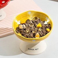 Ceramic Mushroom Cat Bowl Cute Slanted Mouth Dog Food Feeding Basin Non-slip Multi-use Pet Drinking Feeder Neck Protection