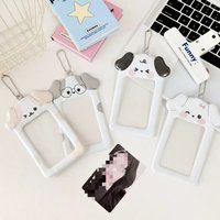 1PC Ins Style Cartoon Puppy Photocard Holder with Keychains Cute 3inch Cards Protect Sleeves for Students