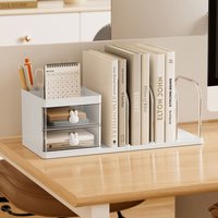 Six Grids Bookend Book Holder Save Space with Storage Box Desk Stand Bookshelf Practical Durable Books Storage Rack Home Room