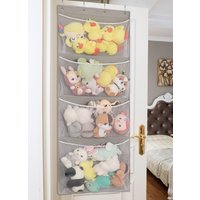 Wall-Mounted Plush Toy Storage Bag Door Back Hanging Bag Doll Display Shelf American Style Pure Color Oxford Cloth Storage Or...
