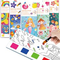 12 Sheets/Set Portable Watercolor Painting Book Coloring Book With Paint Brush Book Kids Graffiti Picture Drawing Stationery