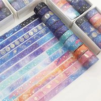 12/24/48 rolls Gold Foil Starry Sky Washi Tape Set- Premium Adhesive Stickers For Scrapbooking, Crafting & Holiday Party Decor