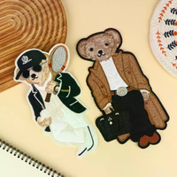 Large Bear Clothing Patch Hand Sewn Embroidery Patches Clothes Decoration Accessories Sewing Applique DIY Craft Backpack Textile