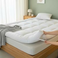 Deep 10cm Thick Mattress Topper Kingsize Bed 1000 GSM Heavy Fill Back Support, Hotel Quality Microfibre Mattress Pad Strong Ela