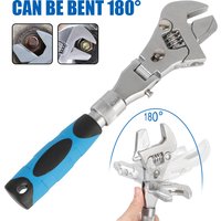 Adjustable Torque Wrench 180 Degree Folding Ratchet Wrench Household Maintenance Pulley Wrench 5 In 1 Spanner 10 Inch