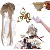 Genshin Impact Sandrone Cosplay Wig Gloves Cup Clockwork Prop Anime Halloween Carnival Party Costume Accessories Fiery Complete