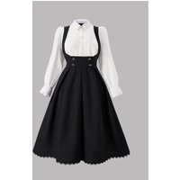 European and American fashion, sunny, large-sized solid color contrast 2-in-1 long-sleeved dress, floor-length dress