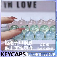 Nail-Friendly Keycaps Macaron Resin Nail-Friendly Raised Keycaps Custom DIY MX Axis Office Gaming Keyboard Caps Girl Gifts