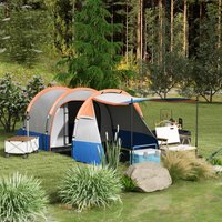 Outsunny 2-3 Man Camping Tent, Tunnel Tent with Weights, Bedroom and Living Room, 2000mm Waterproof