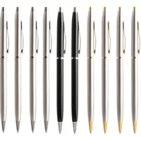 10 Pcs/Set Ballpoint Pen Rotating Metal Ballpoint Pens Stationery For Office & School Supplies Ink Blue Black 0.7mm Writing