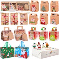 Various Size Christmas Gift Boxes Kraft Paper/Plastic Candy Cookies Snack Boxes for Xmas New Year Party Biscuit Bag Noel navidad