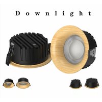 Decorative LED Downlight Spotlight 7-12W Dimmable Walnut & Natural Wood Color Flush Mount Ceiling Lamp High CRI for Home Hotel