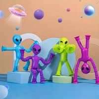 Colorful Telescopic Alien Pop Tube Fidget Toy Bendable Adjustable Alien Figure Stretch SqueezeToyStress Relief Kids Sensory GiFT