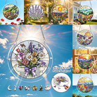 Acrylic Puzzles Suncatcher Window Hanging, 83 Pieces 7.4 Inch Sunlight Catcher Garden Decor for Women Men, Summer Home Ornament