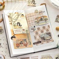 1pcs DIY Decoration Adhesive Tapes Japanese cat coffee shop Washi Tape Masking stickers stationery