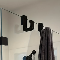 2Pcs Heavy Duty No Drill Plastic Bathroom Hooks, Fit 8mm Glass Door for Hanging Towels and Bath Clothes