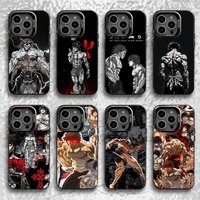 Comic H-Hanma Baki Phone Case For iPhone 16,15,14,13,12,11,Pro,Max,Plus,Mini,SE Black Candy Matte Shockproof Cover