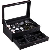 Watch Storage Box – Carbon-Grain Black – Jewelry Display Box – Portable Eyewear Storage Container – Suitable for Earring