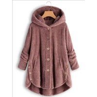 Autumn Winter Women Coat Warm Teddy Bear Coat Wool Jacket Female Plush Coat Hooded Jacket Women's Coats Solid Color Jacket