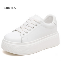 ZXRYXGS Premium Real Leather Thick Sole Height Increasing Shoes White Sneakers 2026 New Autumn Women Fashion Casual Shoes Tide