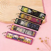 Kawaii Cartoon Embroidered Keychains Key Fobs Cute Key Tags Manga Key Rings for Bags Cars Gifts for Fans Cosplay Accessories