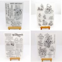 Alinacutle Clear Stamps Flower Bear Grandpa Scrapbooking Handmade Card Album Paper Craft Rubber Transparent Silicon Stamp