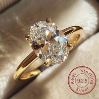 925 Sterling Silve 1-8CT Cyrkonia Wspaniały błyszczący owalny kamienny pierścionek dla kobiet Zaręczyny Ślub Luksusowa wysokiej jakości biżuteria