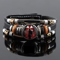 Game Resident Umbrella Vintage Bracelet for Men Women Black Braided Multilayer Punk Leather Bracelets Birthday Gift Bracelet