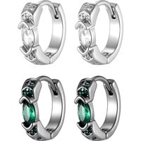 Stylish Green Zircon Minimal Hoop Earrings for Men, Vintage Small Huggie Earrings, Hypoallergenic Piercing Jewelry