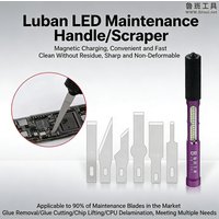 LB Mobile Phone Repair IC Scraper with Magnetic Charging LED Repair Handle Durable Blades For Motherboard Chip and Glue Repair