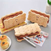 **Kawaii Pencil Case High Capacity Plush Cookies Pen Bags Cute Cartoon Brown Pen Box Girls Office School Supplies Stationary