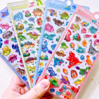 1 pc/4 pcs Colorful Dinosaur World Cartoon 3D Relief Stickers Scrapbooking Diy Journal Cute Stationery Sticker School Gift