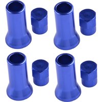 4 Sets Blue Universal Car Tire Wheel Stem Air Valve Hex Caps & Sleeve Cover Aluminum Alloy