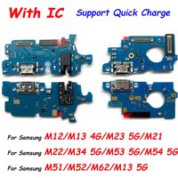 USB Dock Connector Charging Port Flex Cable For Samsung M53 5G M23 M34 M54 5G M12 M13 M31 M22 M51 M52 M62 Charger Board With Mic