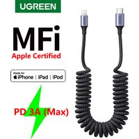 Ugreen MFI Car spring Retractable For USB C to Lightning Cable For iPhone 14 13 12 11 x Apple ipad charger PD fast charging data