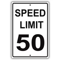 Warning Sign Speed Limit 50 MPH Miles Per Hour Black Letters Zone Slow Down Speeding Road Sign Business Sign 8X12 Inches
