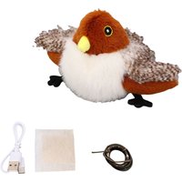 Flapping Sparrow Bird Cat Toy USB Rechargeable Touch Activated Plush Chirping Interactive Kitten Catnip Exercise Toy