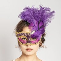 Masquerade Ball Feather Mask Venetian Princess Half Face Costume for Women Party