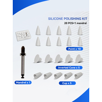 20PCS Dental Silicone Polisher for Finishing and Polishing Composite Cup IC Point Midi Shape with 1PC CA 2.35mm Mandrel