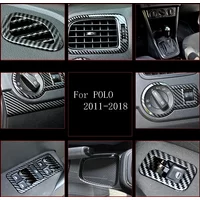Carbon fiber Car Dashboard Outlet Sticker Cover Gear Shift Trim For Volkswagen Polo 2011 2012 2013 2014 2015 2016 2017 2018