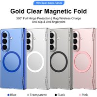 Gold Clear Magnetic Fold Case For Samsung Galaxy Z Fold8 Ultra 7 6 5 4For Magsafe Hinge Protection Wireless Charging Shock Cover