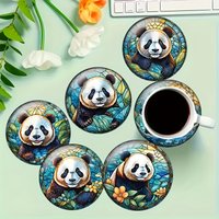2D Giant Panda Eastern Wooden Coasters Furniture Decoration Desktop Protection Photography Props Children's Day Decorative Gift
