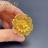 Natural Sand Gold Hollow-Out Flower Ring Intricately Wrought Inspired Adornment Dainty Elegant High-End Jewelry Exquisite Gift